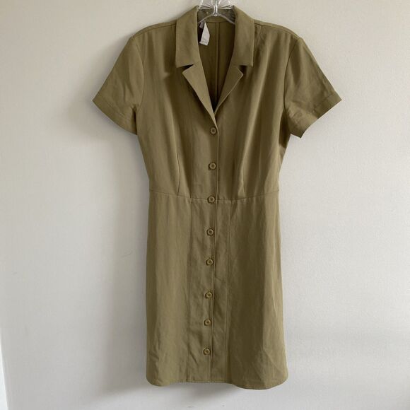 Everlane The Japanese Goweave Notch Shirtdress Green 4 - Picture 4 of 9